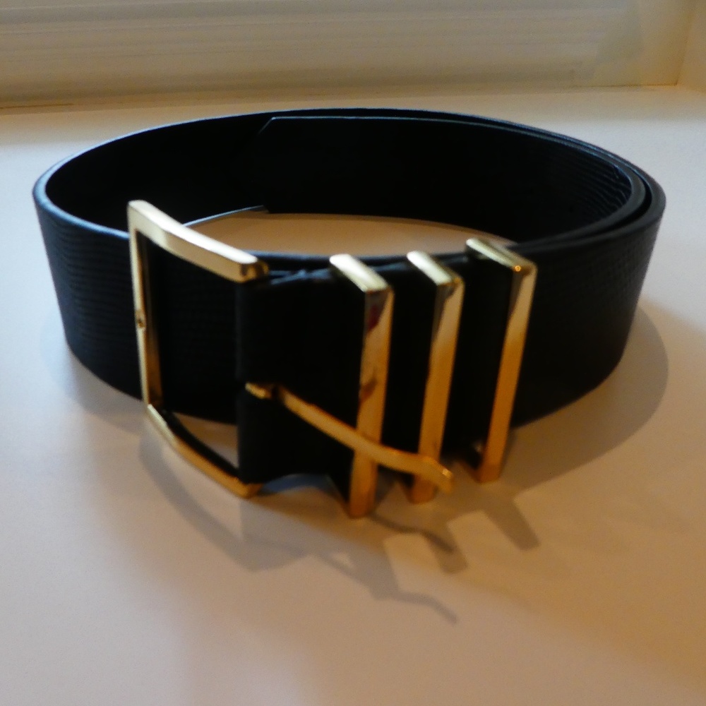 Anine Bing Black Belt with Gold Buckle